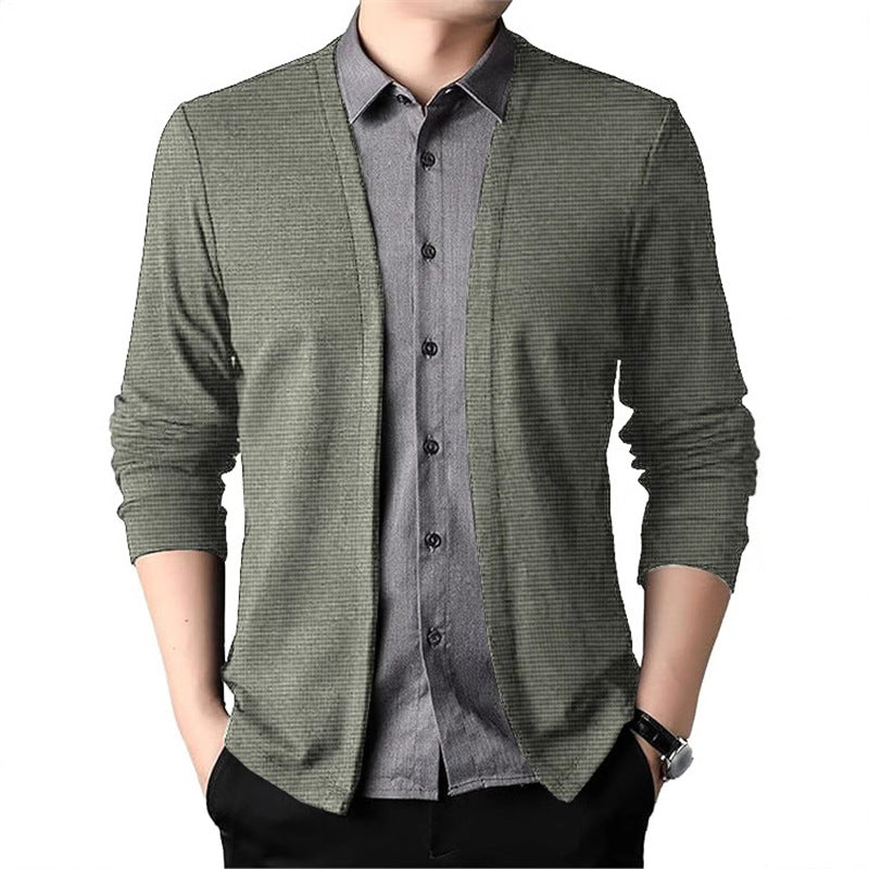 Herren strukturierter Cardigan mit offenen Kanten Echoarchiv