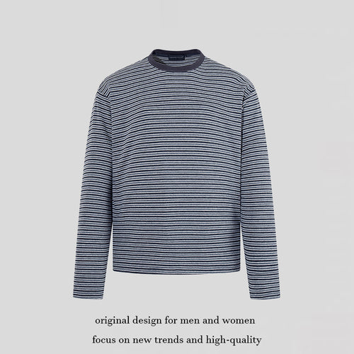 Herren Gestreiftes Langarmshirt aus Baumwollmischung mit Rundhalsausschnitt und Relaxed-Fit Echoarchiv