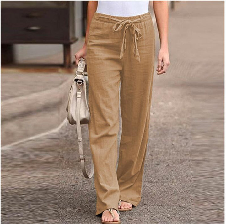 Damen nan weite Leinenhose mit Tunnelzugbund und lässigem Komfortschnitt Echo Archiv