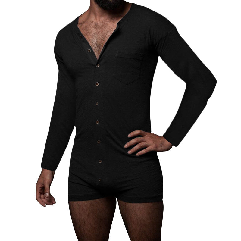 Herren Overall mit langem Arm und modernen Knopfdetails Echoarchiv