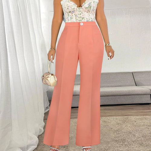 Damen Elegante Weit ausgestellte Hose mit Hohem Bund Echo Archiv