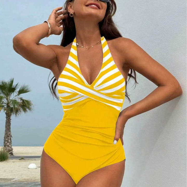 Damen Badeanzug mit eleganten Streifen Echo Archiv