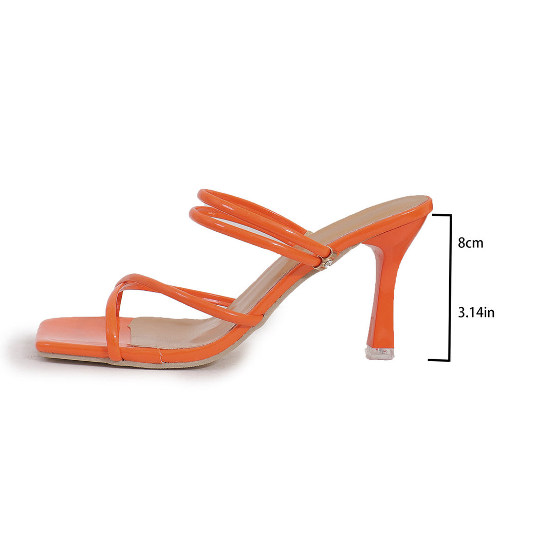 Damen nan elegante Schlüpf-Mule mit schmalen Lackriemchen, quadratischer Zehenpartie und hohem Stilettoabsatz Echo Archiv