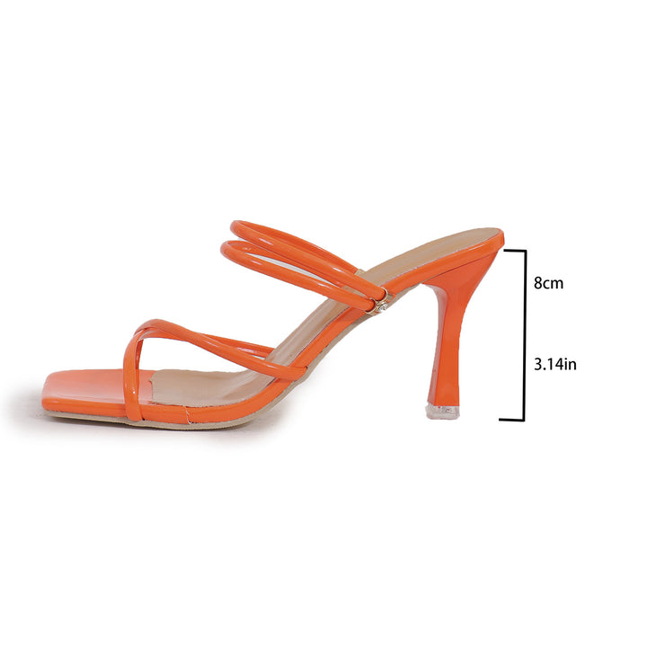 Damen nan elegante Schlüpf-Mule mit schmalen Lackriemchen, quadratischer Zehenpartie und hohem Stilettoabsatz Echo Archiv