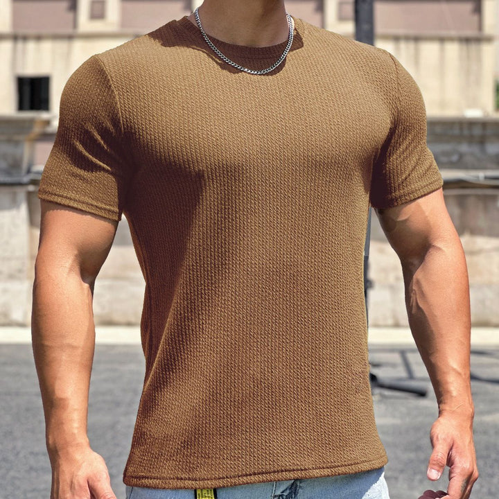 Herren strukturiertes T-Shirt in schlanker Passform mit Rundhalsausschnitt – Marzano