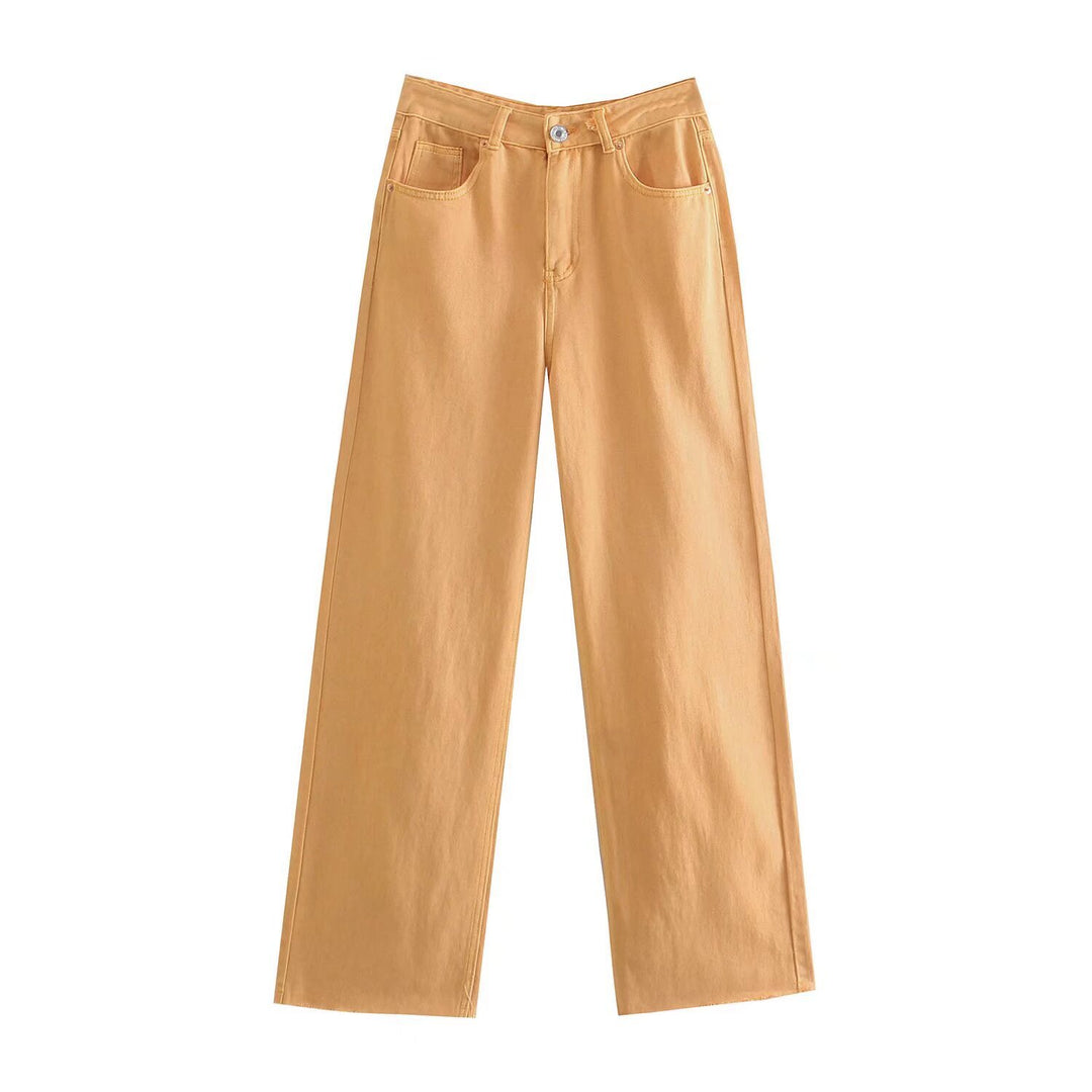 Damen Hochtaillierte weit geschnittene Jeans mit weitem Bein, hoher Taille und rohem Saum Echo Archiv