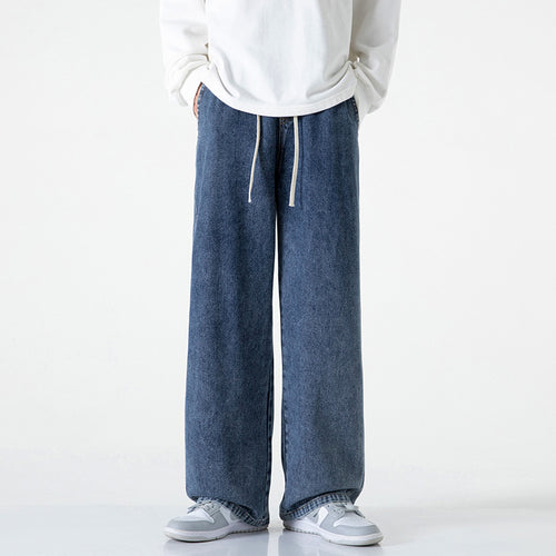 Herren Weitbeinige Denim-Baggyhose mit Tunnelzugbund und geradem Saum Echo Archiv