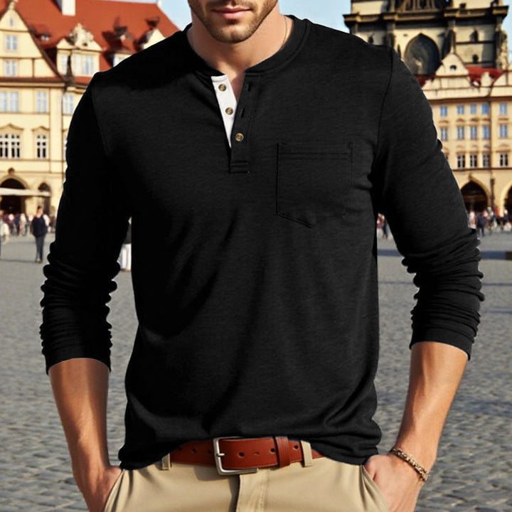 Herren Langarm-Hemd mit Knopfleiste und praktischer Brusttasche Echoarchiv