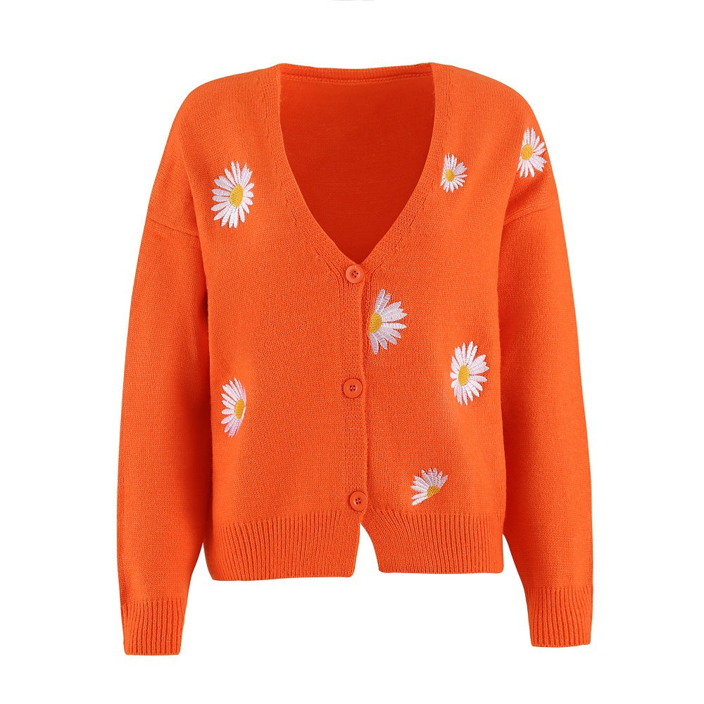 Damen Strickcardigan mit Gänseblümchen-Stickerei Echo Archiv