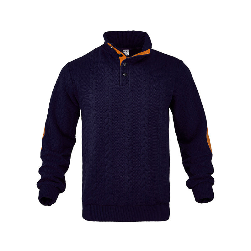 Herren Strickpullover mit strukturiertem Kabelmuster und kurzen Knopfdetails Echoarchiv