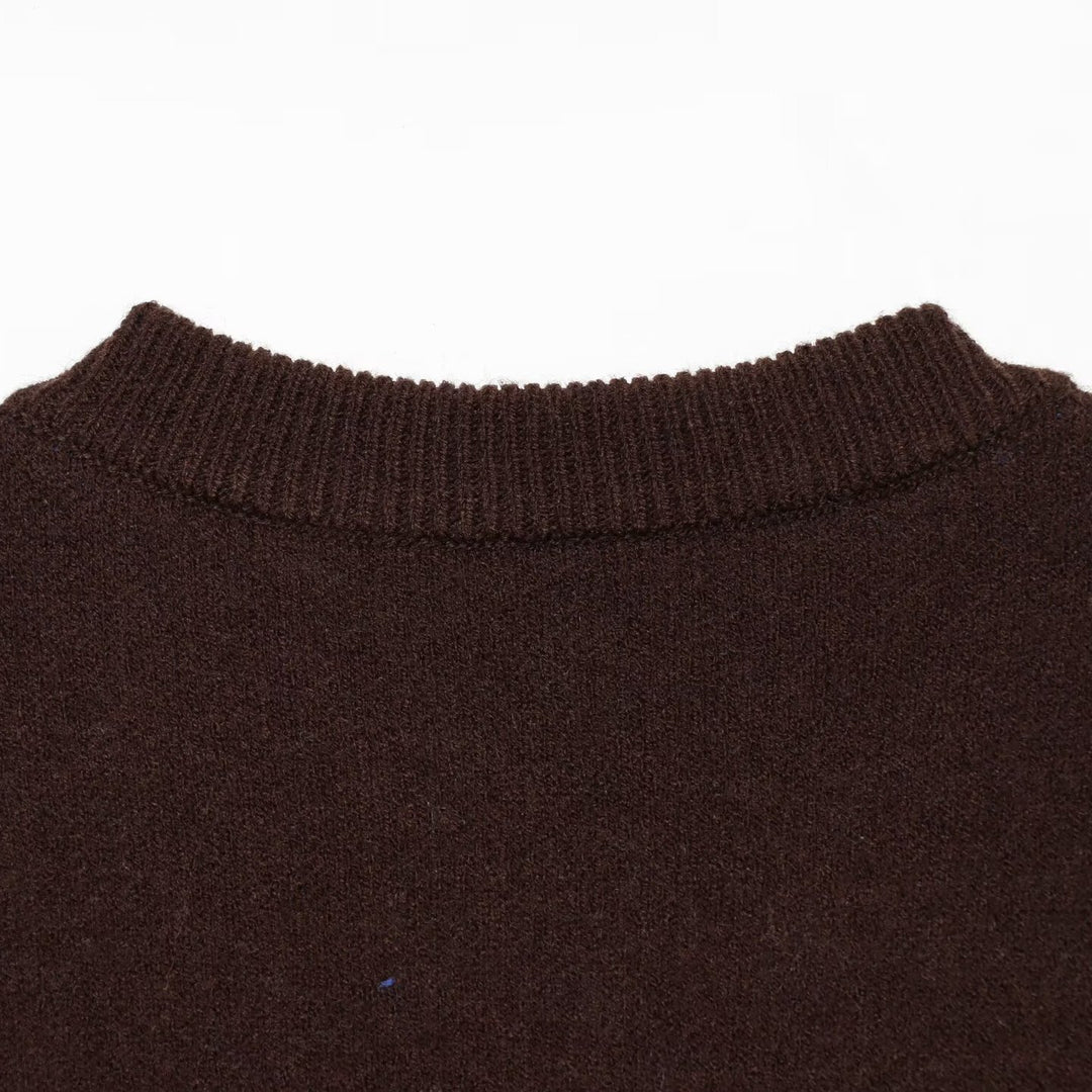 Damen Feinstrick-Rundhals-Pullover mit übergroßem Punktmuster Echoarchiv