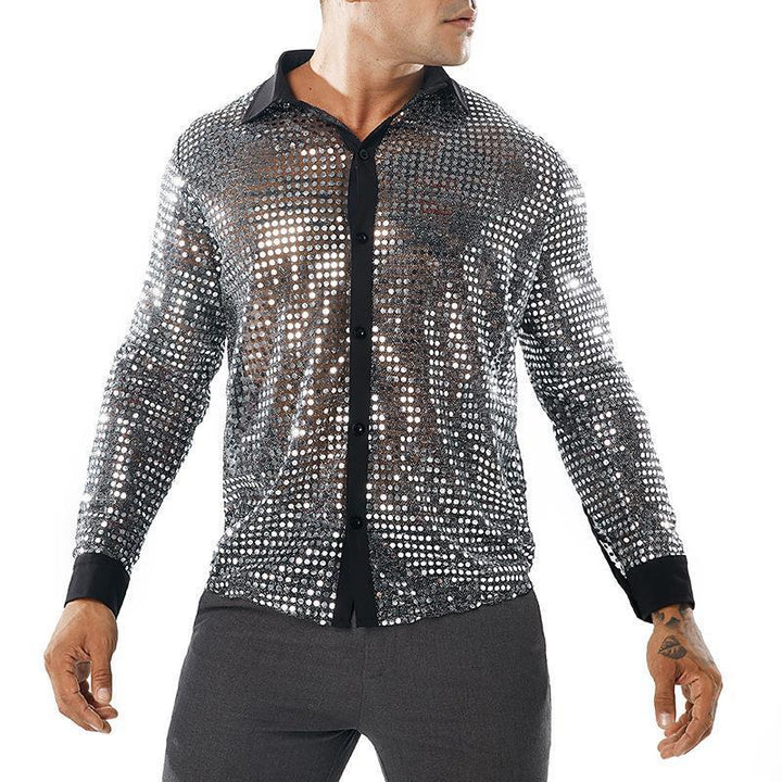 Herren Glänzendes Partshirt mit Strassmotiven Echoarchiv
