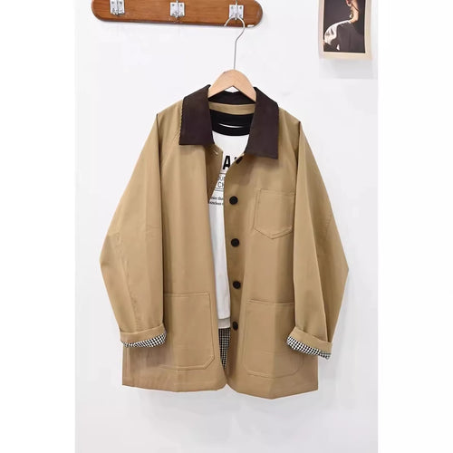 Damen Oversize-Chorejacke mit Cordkragen und großen aufgesetzten Taschen Echo Archiv