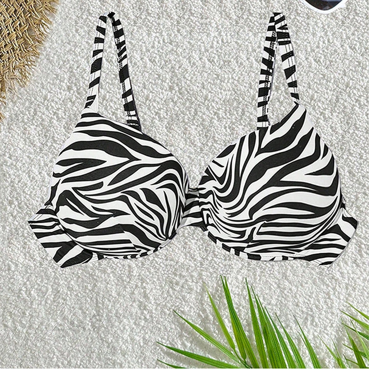 Damen Triangel-Bikini mit raffinierten Rüschen und modischem Zebramuster Echo Archiv