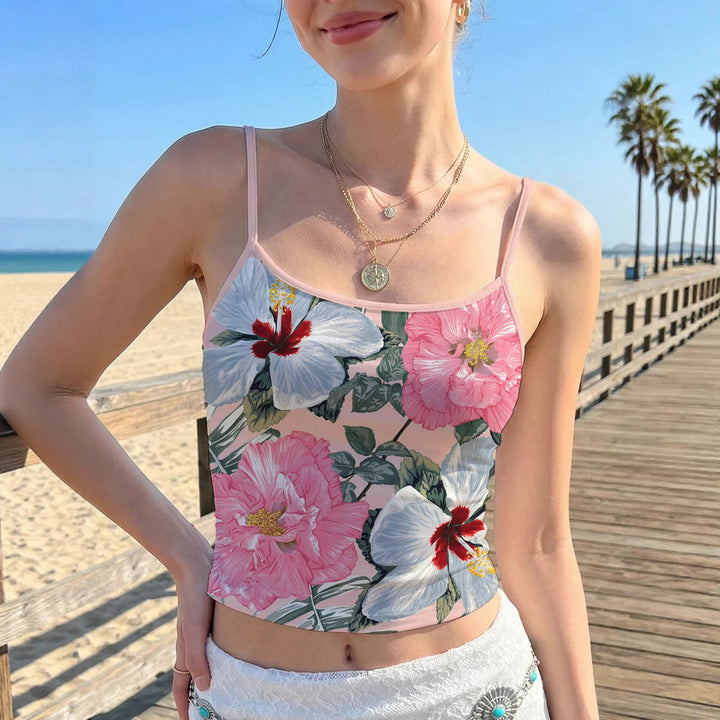 Damen Trägershirt mit lebhaftem Blumenmuster und elastischem Abschluss Echo Archiv