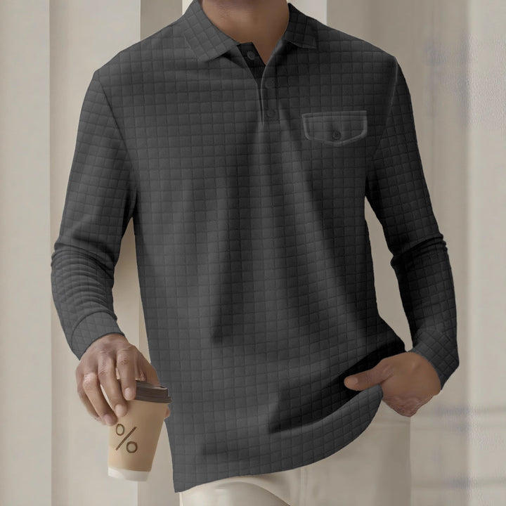 Herren Langarm Poloshirt mit strukturiertem Design Echoarchiv