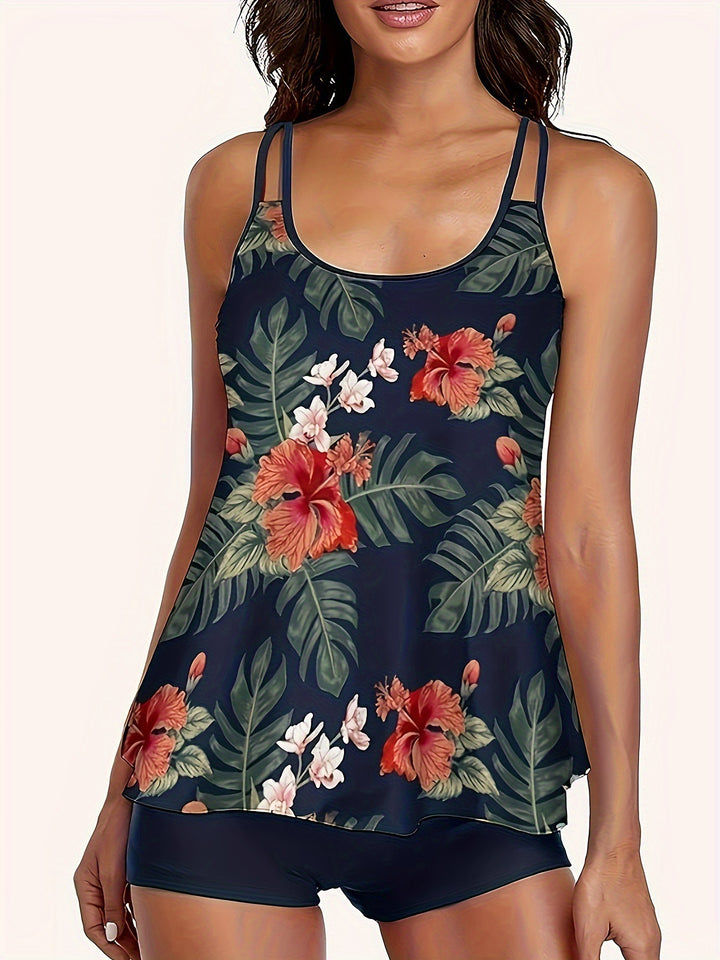 Damen Tankini mit floralen Mustern und verstellbaren Trägern Echo Archiv