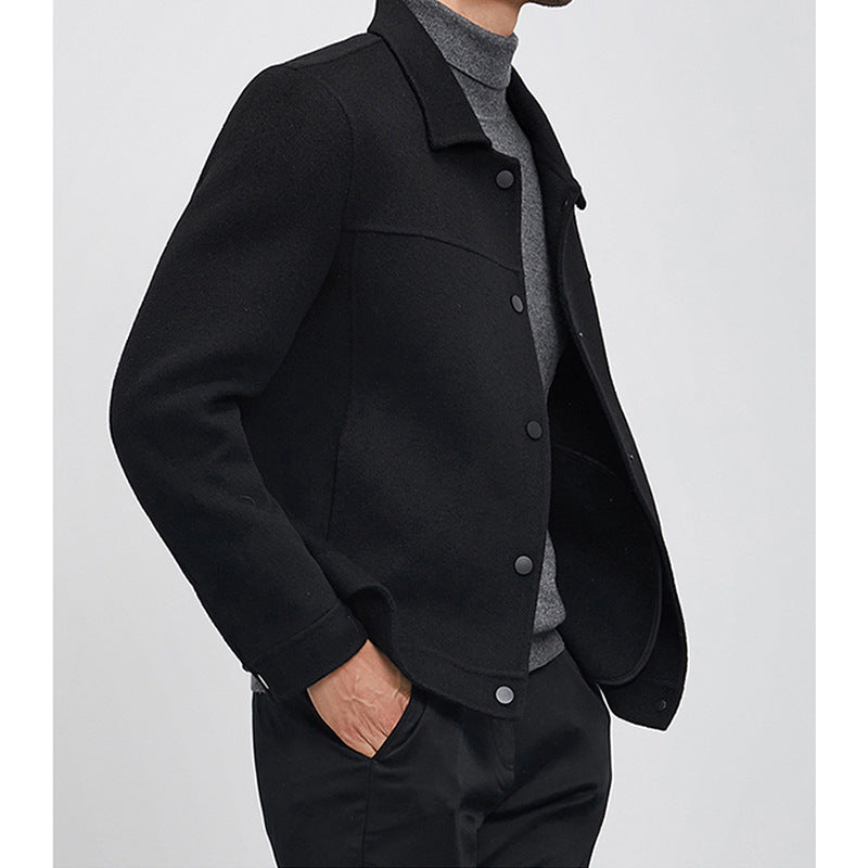 Herren Kastenförmige Wollmix-Blousonjacke mit verdeckter Druckknopfblende und Eingrifftaschen Echoarchiv