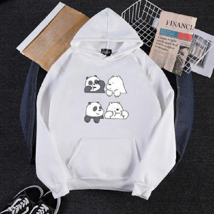 Unisex Kapuzenpullover mit niedlichem Comic-Tierprint, Kängurutasche und weichem Fleece-Innenfutter – Auréline