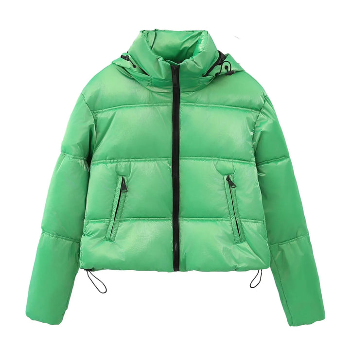 Damen nan cropped gesteppte Daunenoptik Jacke mit Kapuze und Tunnelzugsaum Echo Archiv