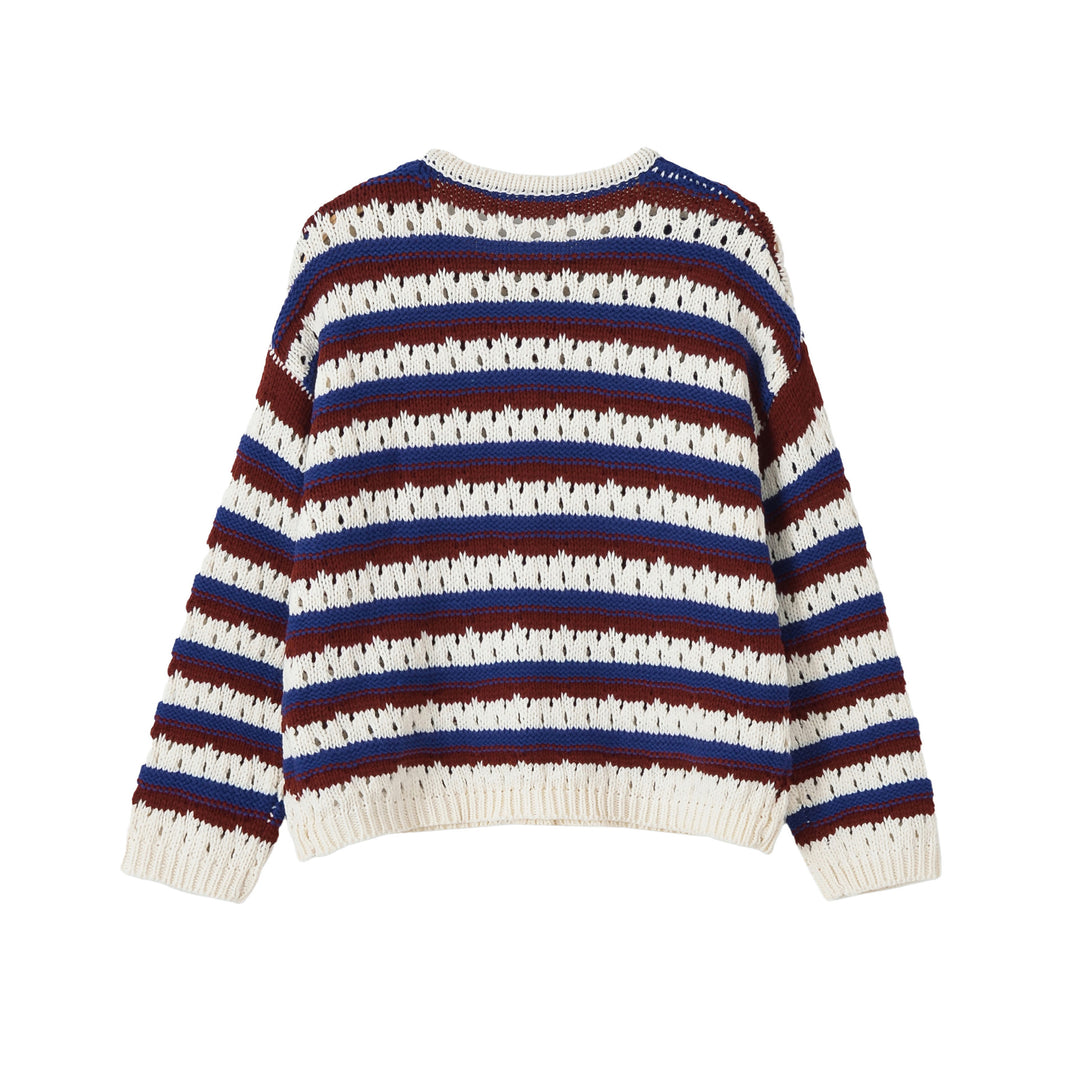 Damen Gestrickte Cropped‑Strickjacke mit Lochmuster und Knopfleiste Echoarchiv