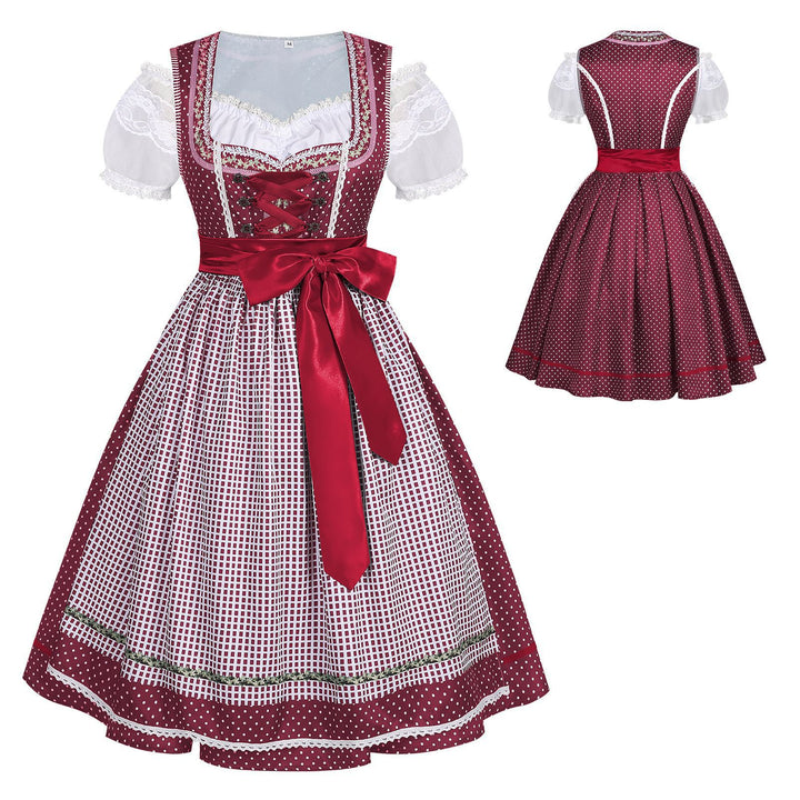 Damen nan traditionelles Trachten-Dirndl mit geschnürter Corsage, Spitzenärmeln und schwingendem Tellerrock Echo Archiv