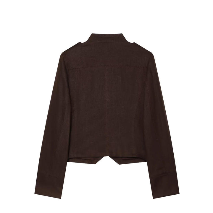 Damen Kurze Militärjacke im Uniformstil mit Stehkragen und dekorativen Druckknöpfen Echo Archiv