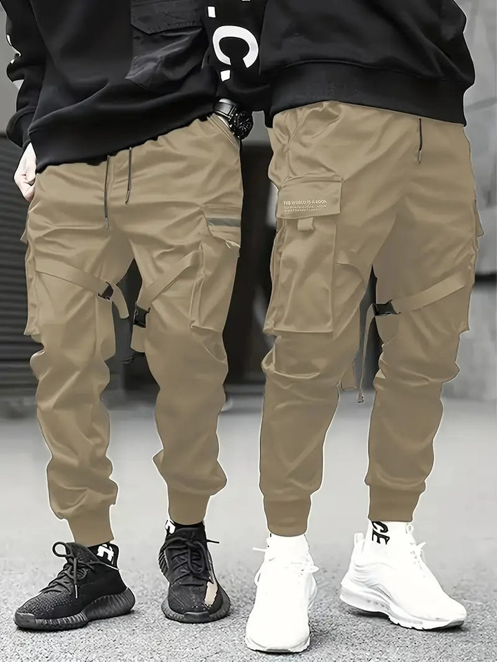 Herren Technische Cargo-Jogginghose mit Mehrfachtaschen, Gurtriemen & elastischem Bündchen Echo Archiv