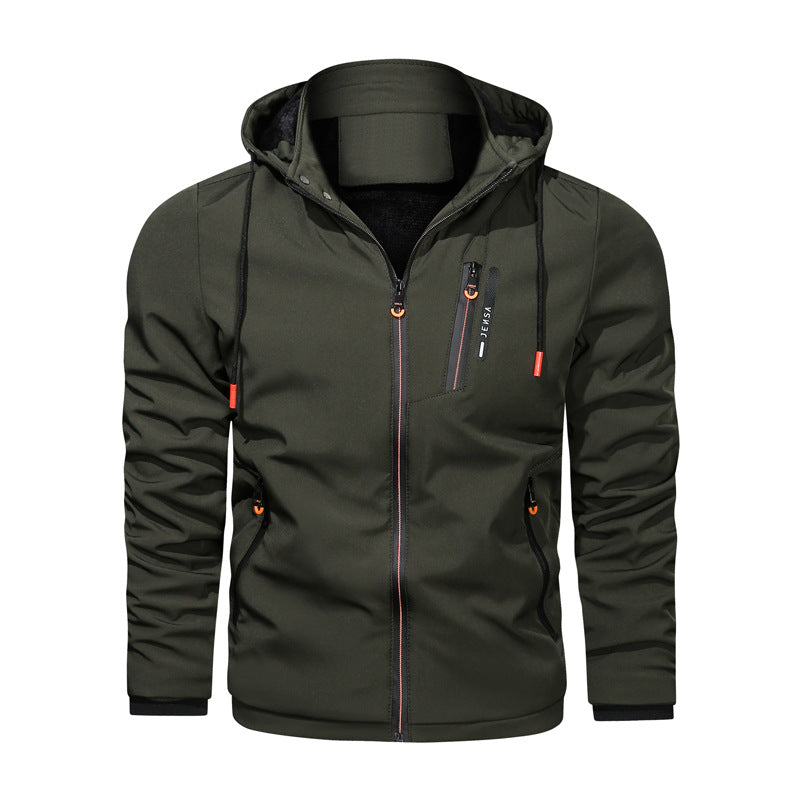 Herren sportliche Funktionsjacke mit verstellbarer Kapuze und atmungsaktivem Material Echoarchiv