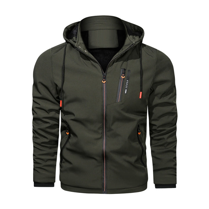 Herren sportliche Funktionsjacke mit verstellbarer Kapuze und atmungsaktivem Material Echoarchiv