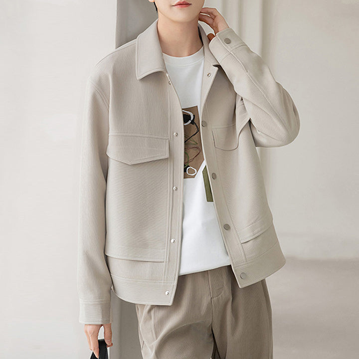 Herren Boxy Overshirt-Jacke mit Druckknöpfen und aufgesetzten Taschen Echoarchiv