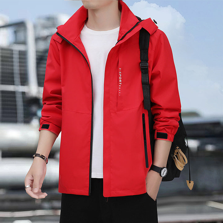 Herren leichte winddichte Sport-Hoodiejacke mit Kapuze, atmungsaktivem Material und verdecktem Reißverschluss Echoarchiv