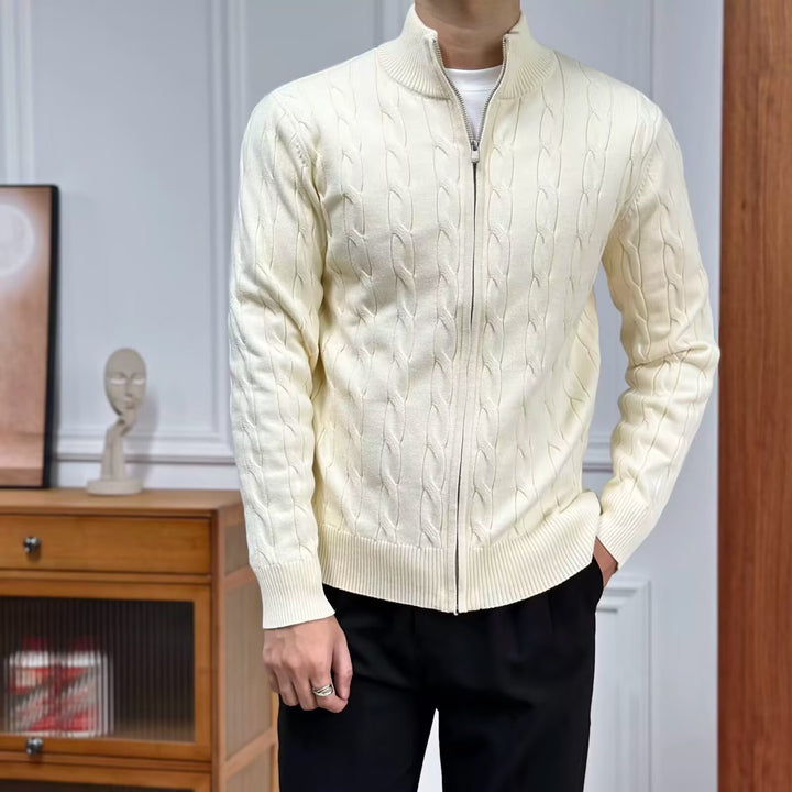 Herren Hochwertiger Strickpullover mit Reißverschluss Echo Archiv