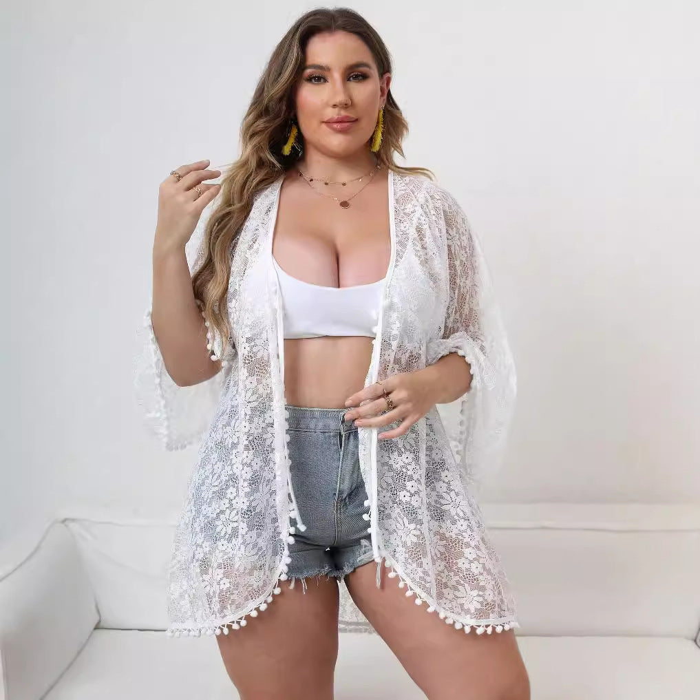 Damen Eleganter Spitzen-Strandüberwurf Echo Archiv