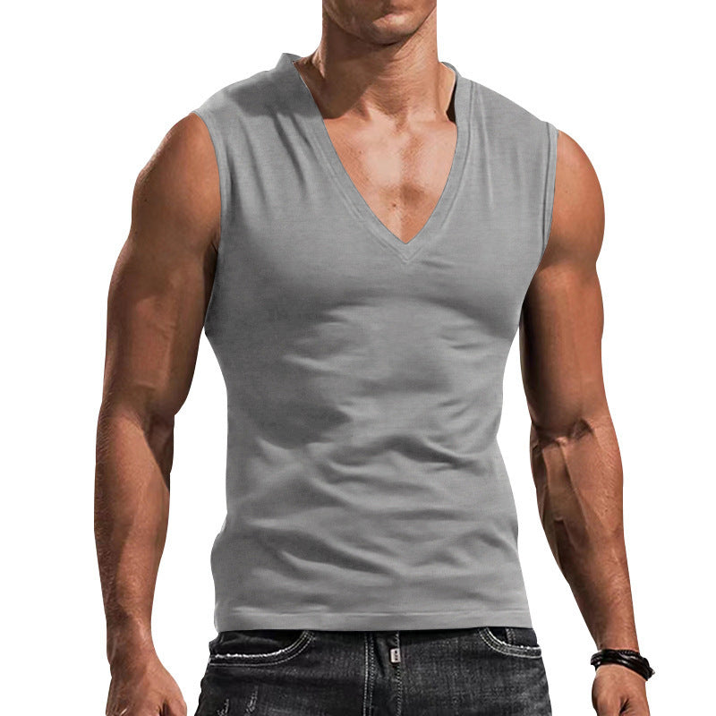 Herren nan ärmelloses Muskelshirt mit tiefem V-Ausschnitt aus dehnbarem Jersey und körpernaher Passform Echo Archiv