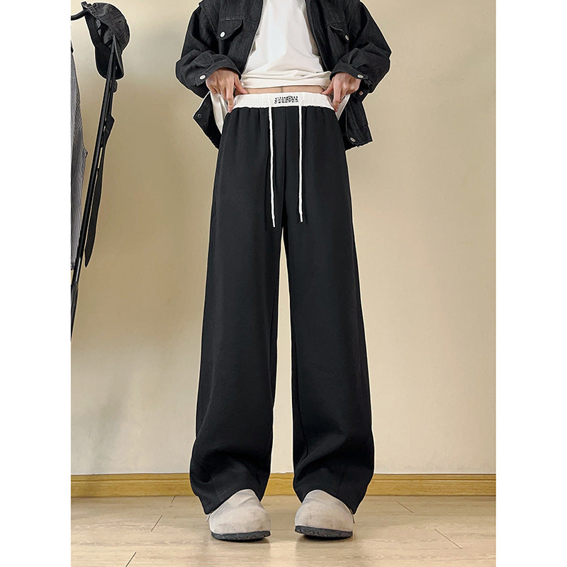Herren Weite Relax-Sweathose mit hohem Kontrastbund, Kordelzug & geradem Bein Echoarchiv
