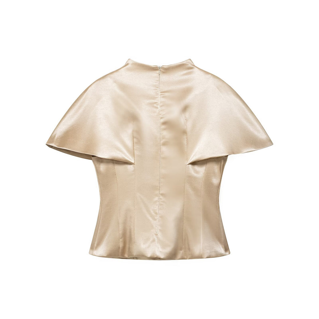 Damen Zweiteiliges Satin-Set mit Cape-Top und fließendem A-Linien-Rock Echo Archiv