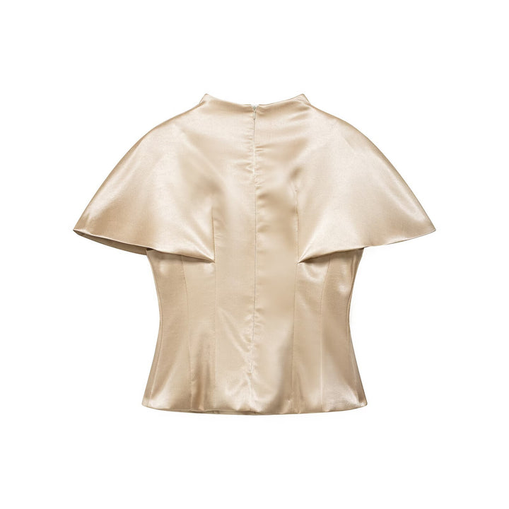 Damen Zweiteiliges Satin-Set mit Cape-Top und fließendem A-Linien-Rock Echo Archiv