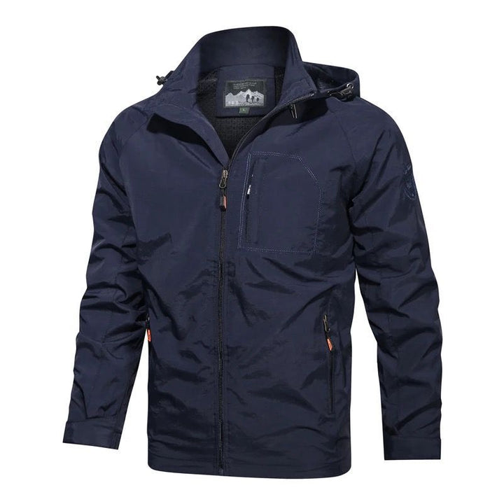 Herren Leichte Wind- und Regenjacke mit Kapuze Atmungsaktive Softshell-Membran und Brusttasche Echoarchiv