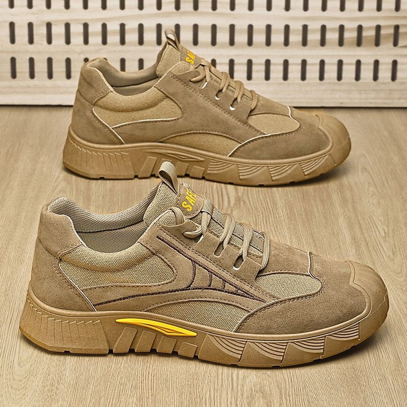 Herren Robust-gepolsterter Retro-Trail-Sneaker aus Velours- und Mesh-Mix mit auffälliger Profillaufsohle Echoarhiv