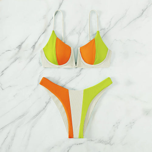 Damen Sportlicher Bikini mit modernem Farbblock-Design Echo Archiv