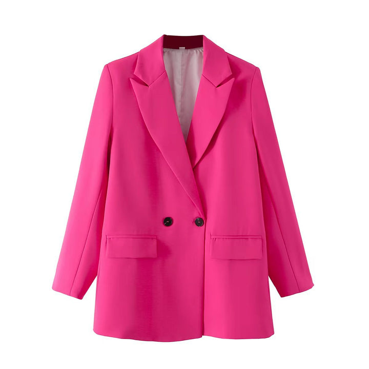 Damen Oversize Doppelreihiger Blazer mit fallendem Revers und weicher Innenfütterung – Valéne