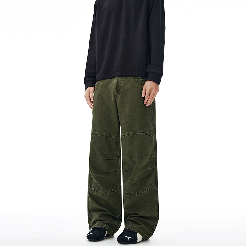 Herren Weite Paneel-Baggyhose aus Baumwoll-Twill mit Knieabnähern Echo Archiv