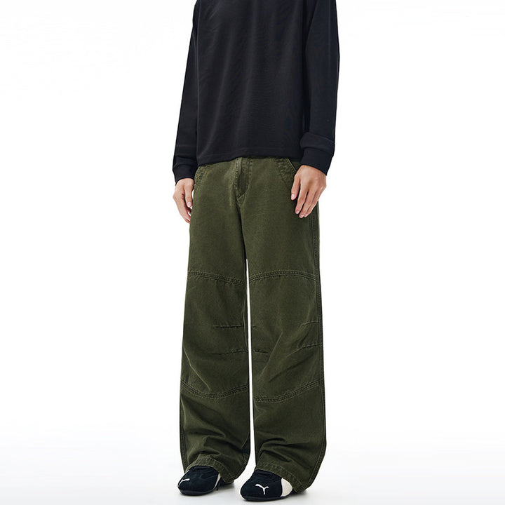 Herren Weite Paneel-Baggyhose aus Baumwoll-Twill mit Knieabnähern Echo Archiv
