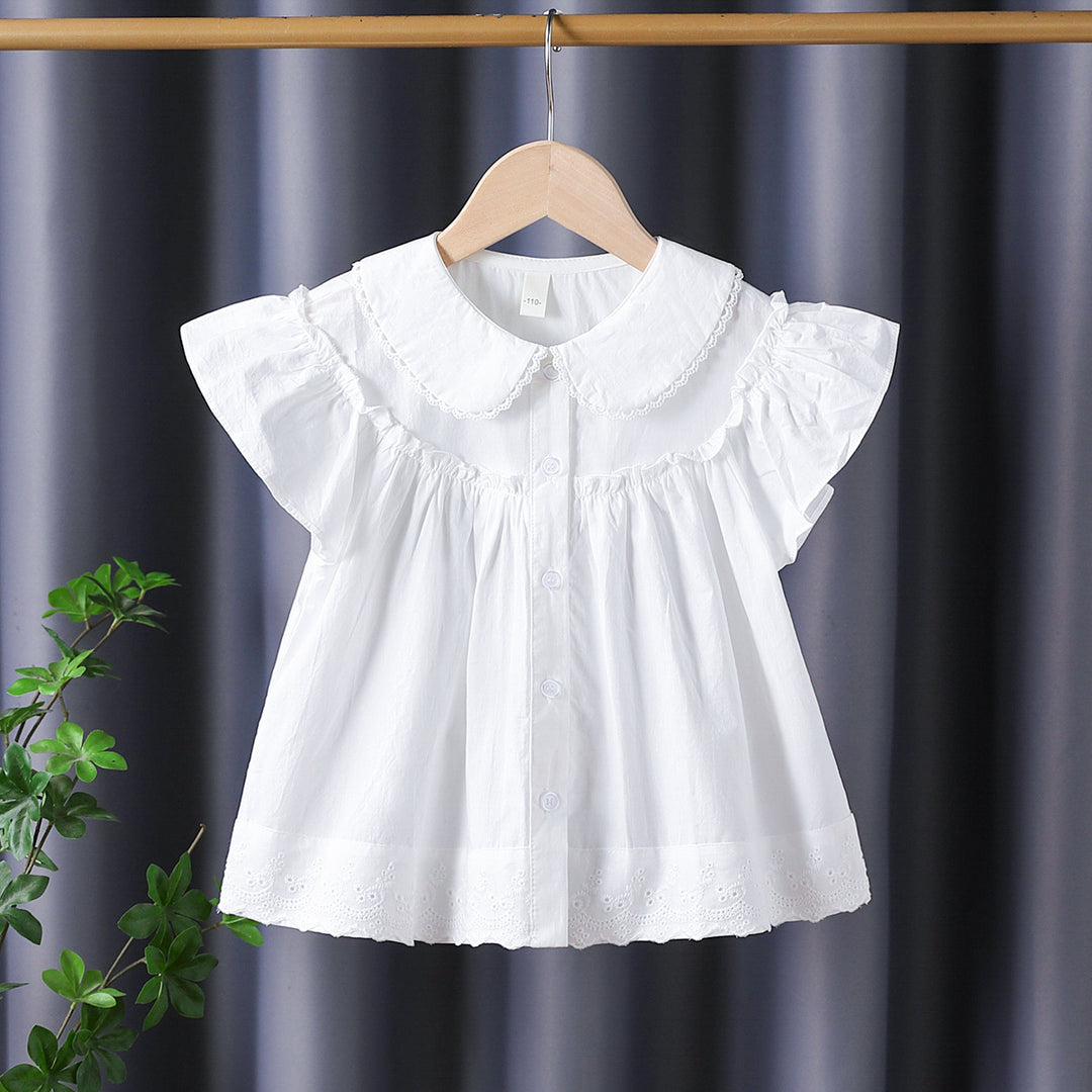 Mädchen Bluse mit eleganten Rüschenärmeln und klassischem Kragen Echo Archiv