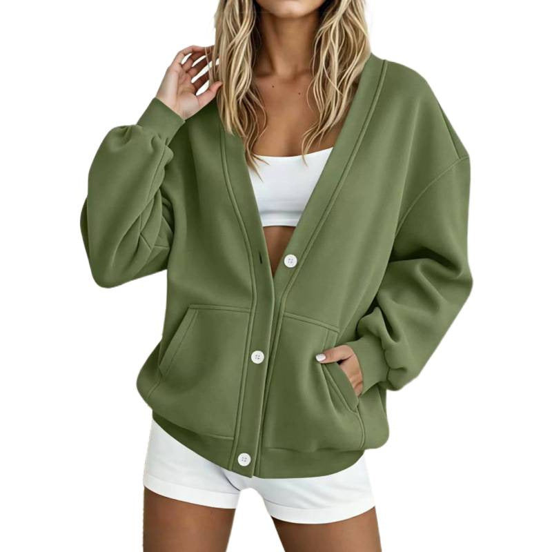 Damen Oversize-Cardigan mit Knopfleiste, Einschubtaschen und Ballonärmeln Echoarchiv