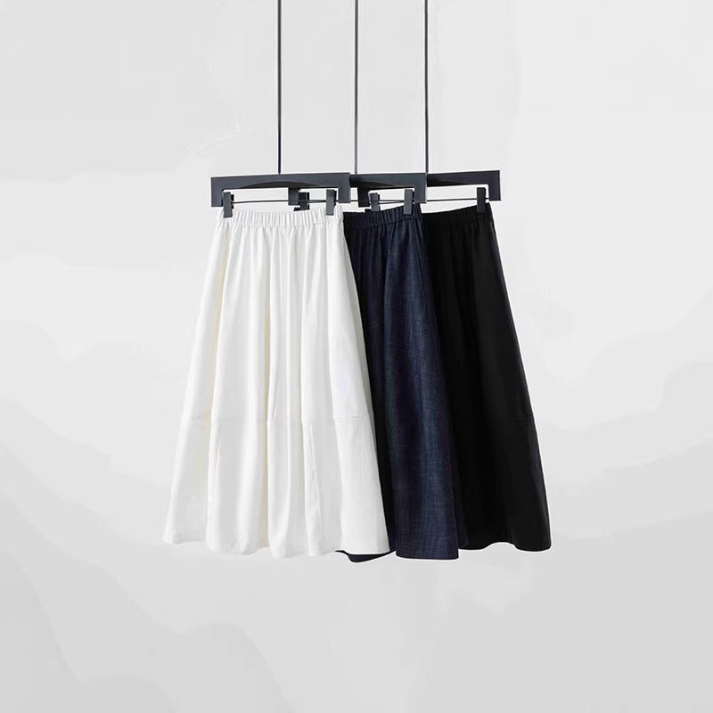 Damen Midirock mit elastischem Bund im Denim‑Look, A‑Linie Echo Archiv