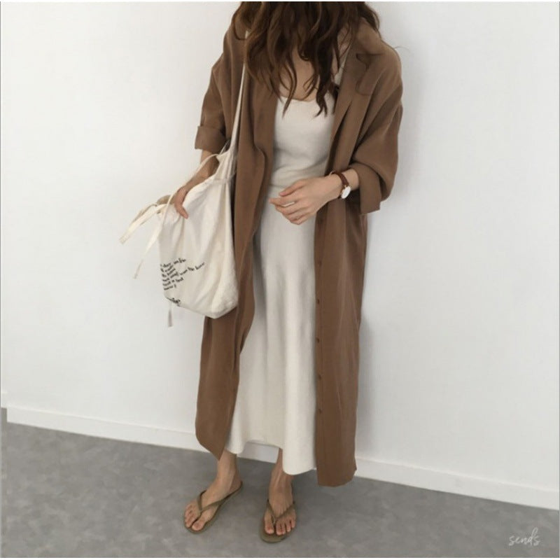Damen Hemdblusenkleid mit Bindegürtel und lässigen Dreiviertelärmeln – Lunéa