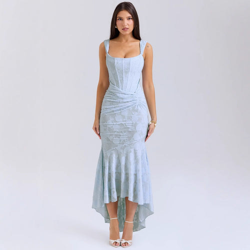 Damen Elegantes Maxikleid mit raffinierten Rüschen und schmeichelndem Schnitt Echoarchiv