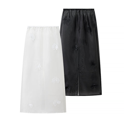 Damen Transparenter Organza-Unterrock mit elastischem Bund und 3D‑Blütenapplikation Echo Archiv